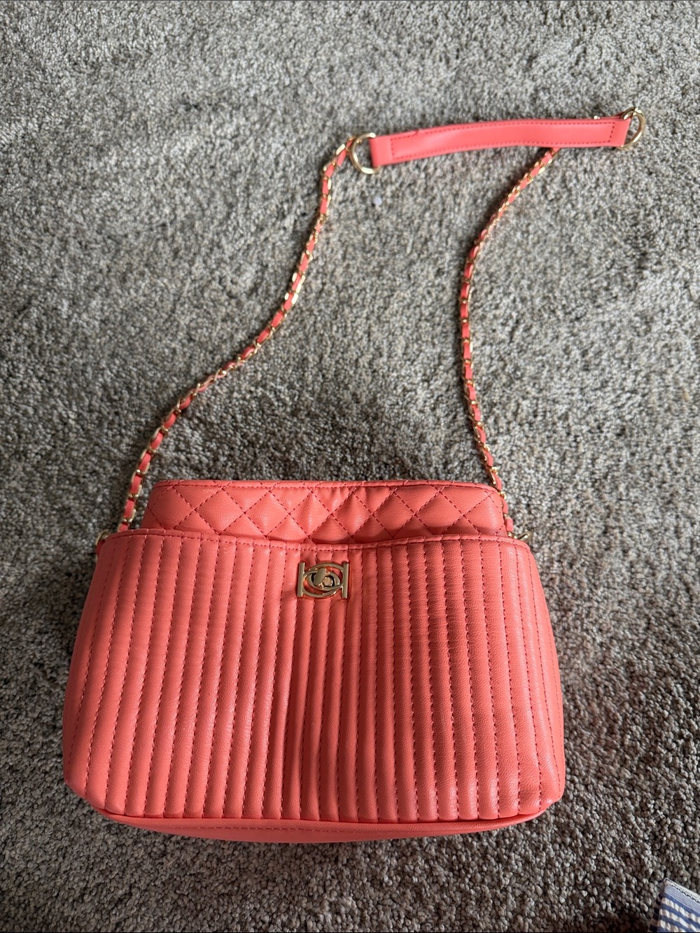 Coral Quilted Chain-Strap Shoulder Bag